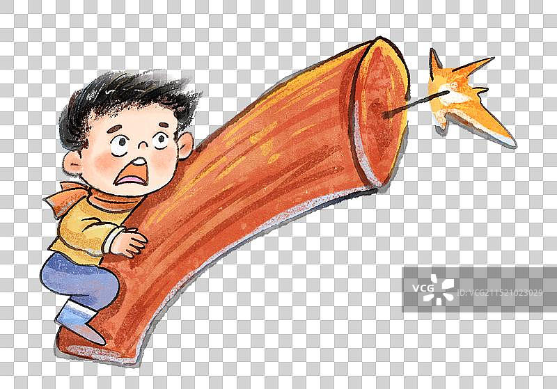 手绘水墨岩彩飞起的鞭炮免抠元素图片素材