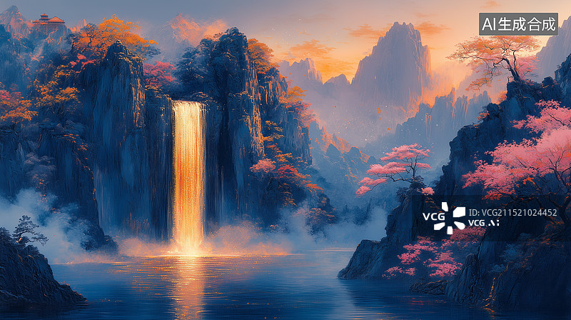 【AI数字艺术】中国风传统意境山水画图片素材