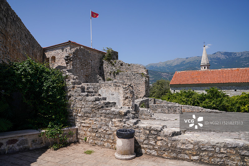 黑山 布德瓦 亚得里亚海 莫格伦海滩 城堡图片素材