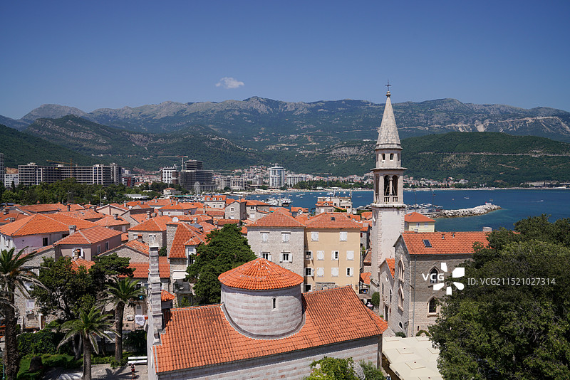 黑山 布德瓦 亚得里亚海 莫格伦海滩 城堡图片素材