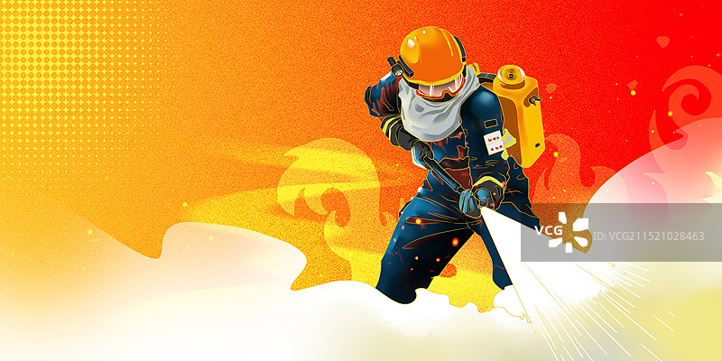 全国消防日消防员横版插画图片素材