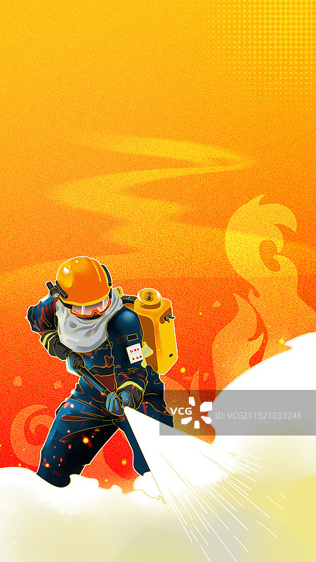 全国消防日消防员竖版插画图片素材
