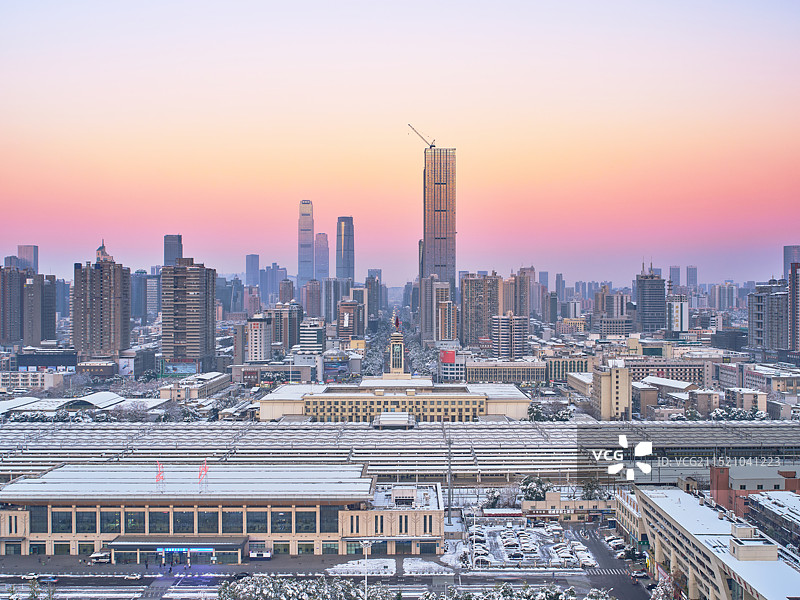 暴雪后的长沙中轴线图片素材