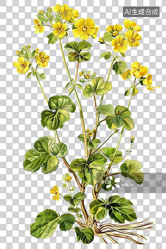 【AI数字艺术】植物中药之板蓝根，手绘水彩药材板蓝根植株，书本配图，中医，医学，中国传统文化中草药药材元素图片素材