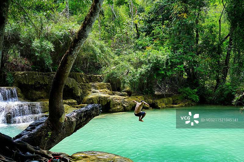 老挝关西瀑布图片素材