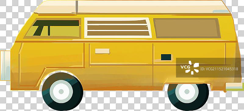 水彩风黄色的的校车露营车图片素材