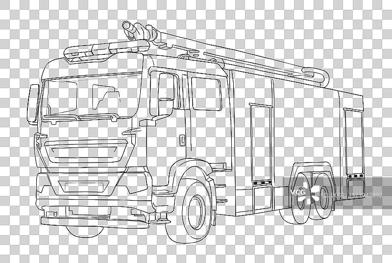 消防车线稿图片素材