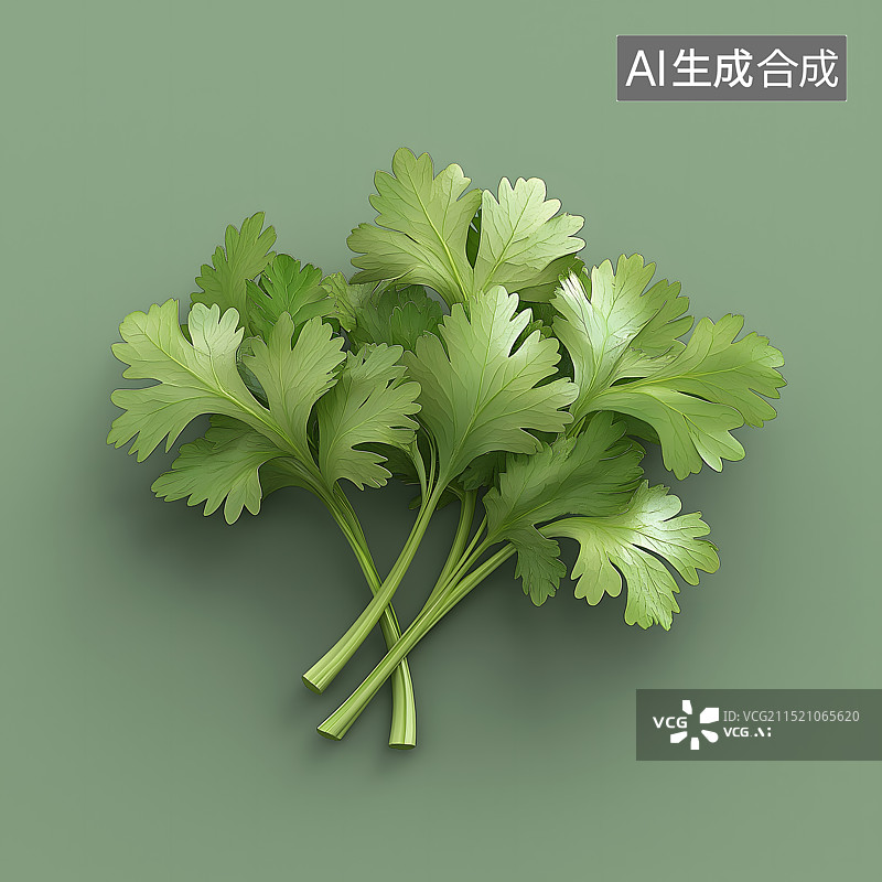 【AI数字艺术】3d绿色香菜元素特写图片素材