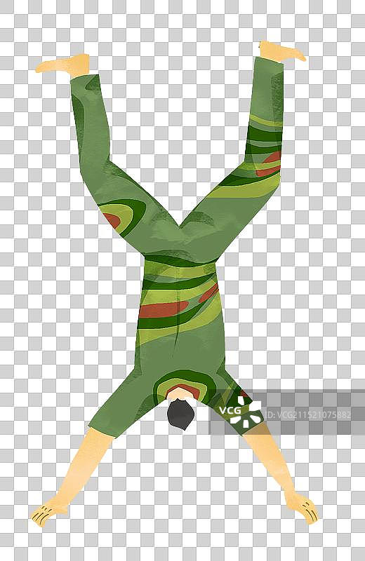 一个男人倒立插画元素图片素材