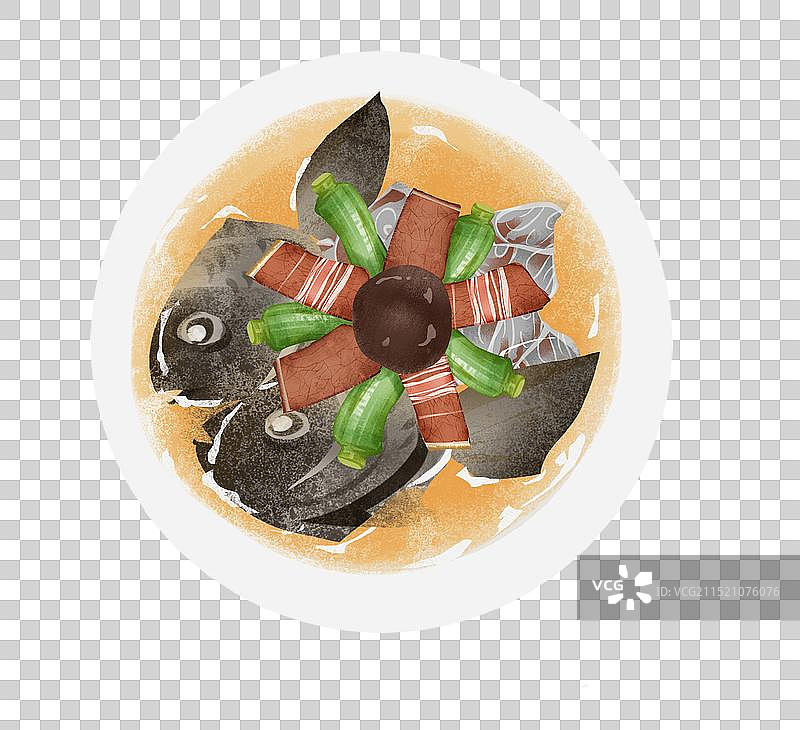 扬州美食拆烩鲢鱼头插画元素图片素材