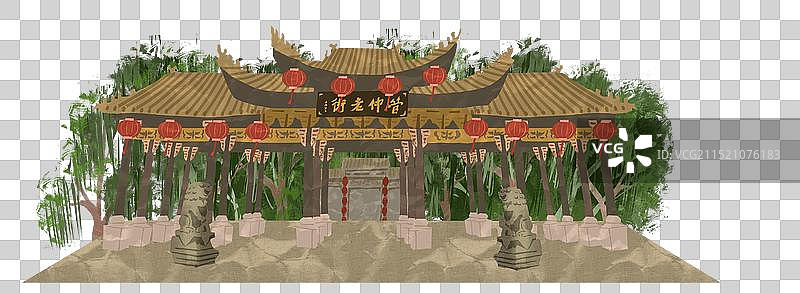 阜阳管仲老街插画元素图片素材