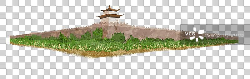 邯郸广府古城插画元素图片素材