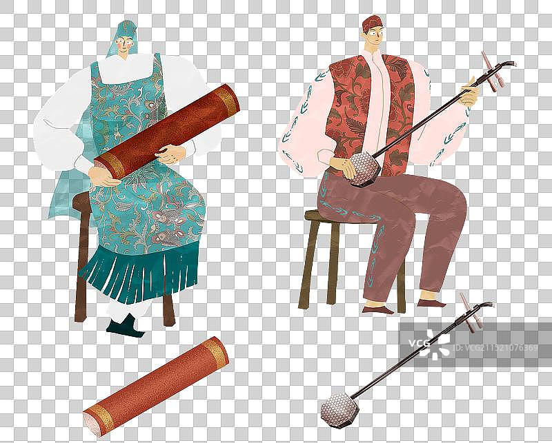 银川文化遗产宁夏小曲插画元素图片素材