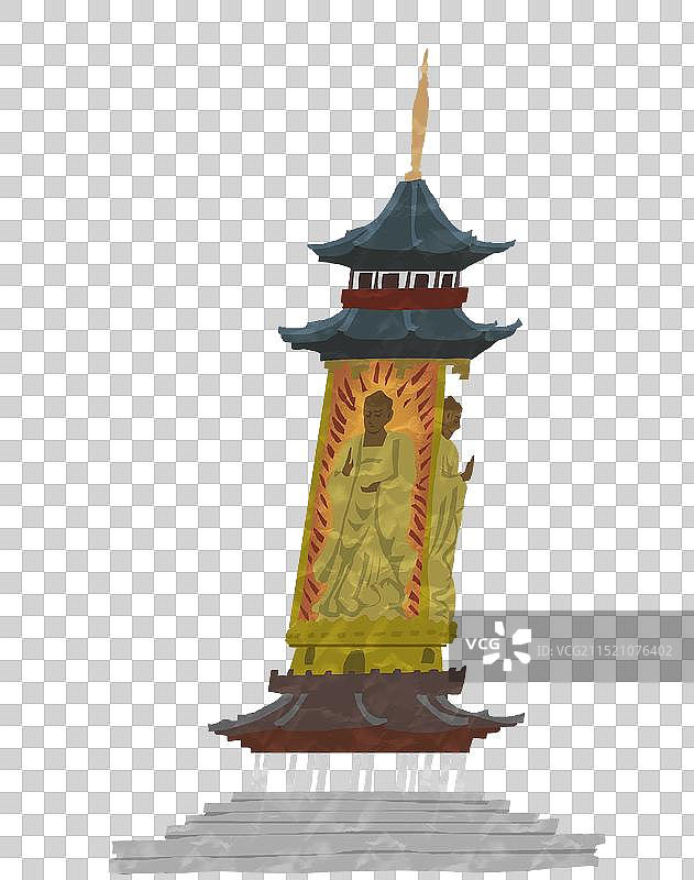 泰州三面药师佛铜像插画元素图片素材