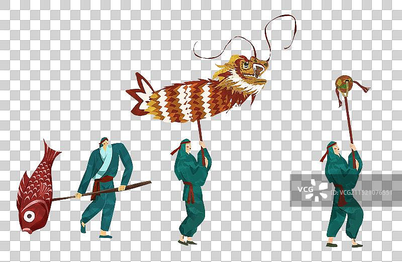 肇庆市文化遗产怀集龙鱼舞插画元素图片素材