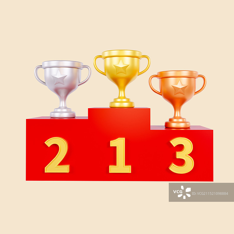 3D立体颁奖领奖台奖杯元素插画图片素材