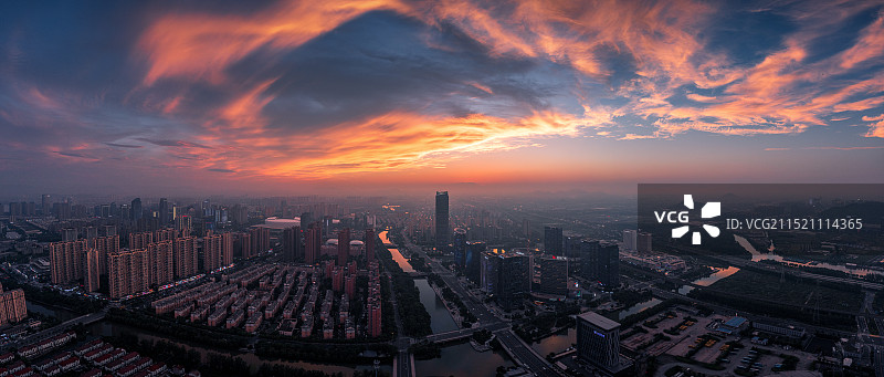 绍兴柯桥晚霞图片素材