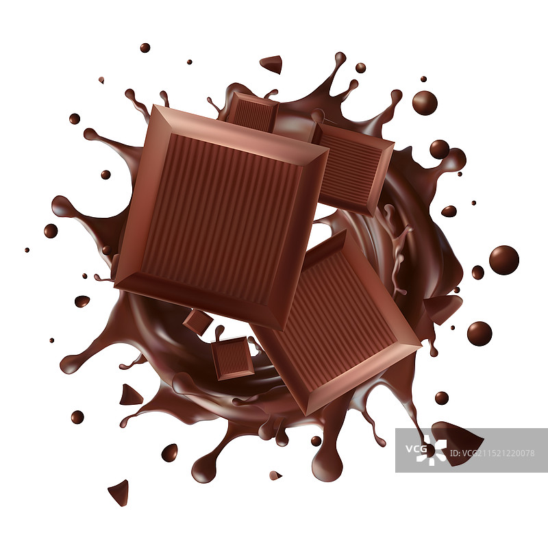 深色巧克力棒巧克力飞溅图片素材