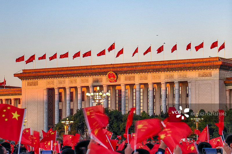 北京人民大会堂国庆节图片素材