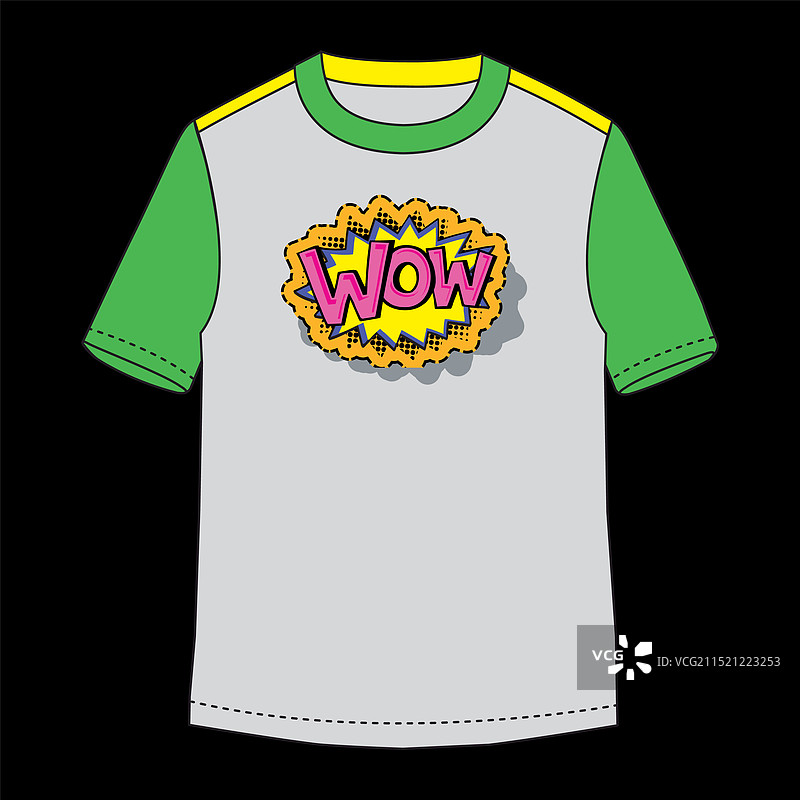 艺术漫画中的表情气泡，文字为“哇”图片素材