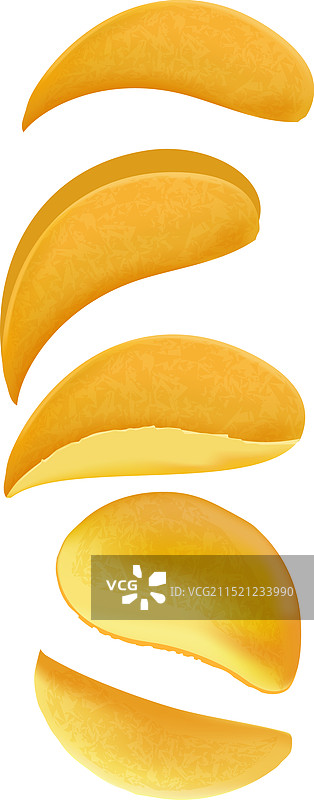 掉落的薯片逼真油炸酥脆零食图片素材