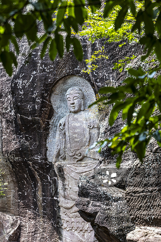 杭州余杭南山摩崖石刻如来坐像图片素材