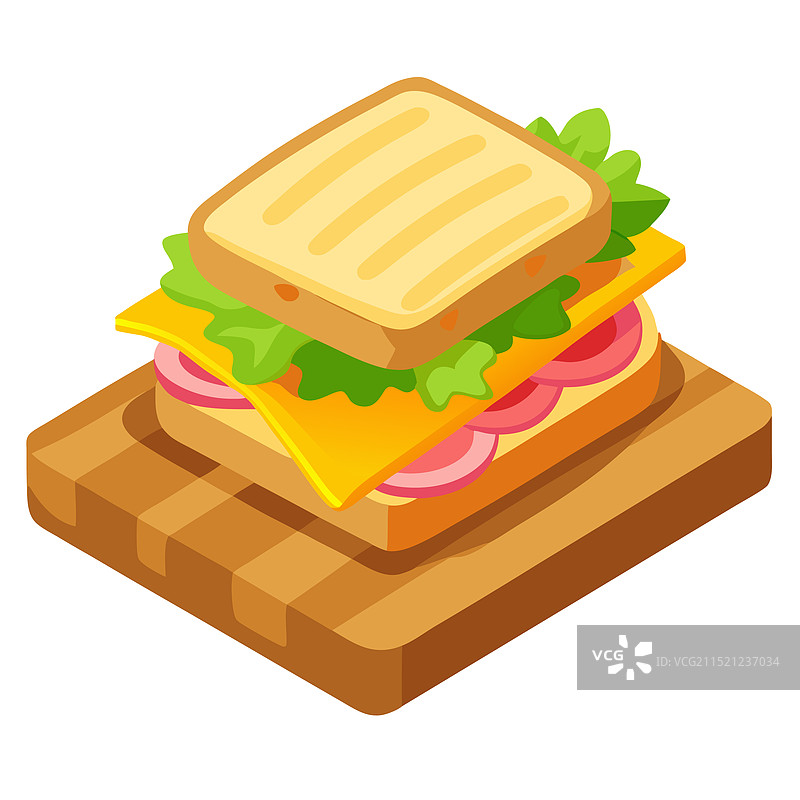 美味烤三明治配融化奶酪火腿图片素材