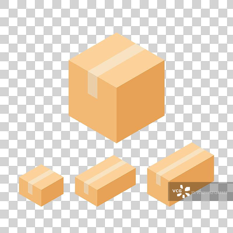 纸板箱存储包裹图标集图片素材