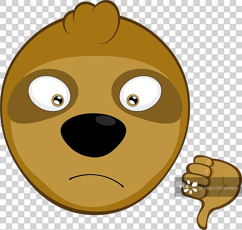 树懒头部手部大拇指向下图片素材