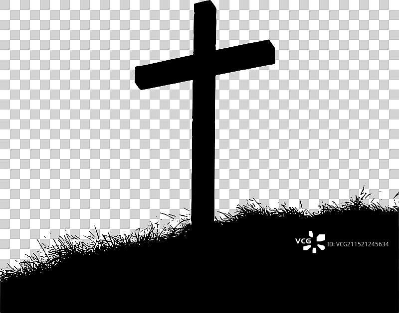 山上的基督教十字架图片素材