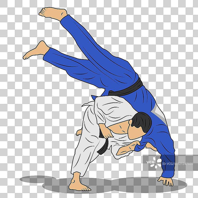 柔道运动卡通图片素材