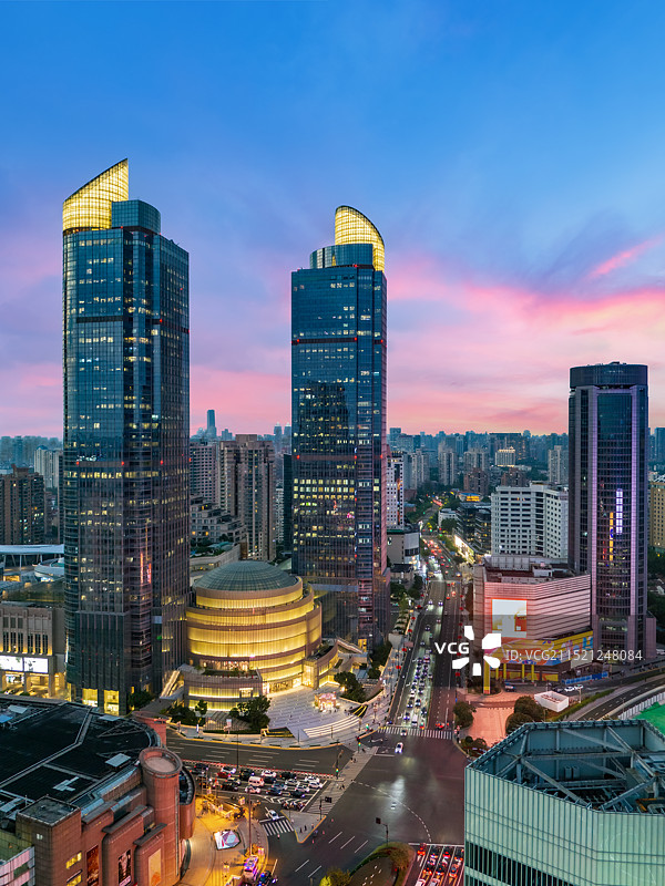 上海徐家汇商圈俯拍图片素材