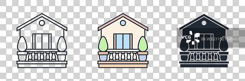 白色背景上的阳台建筑图标符号图片素材