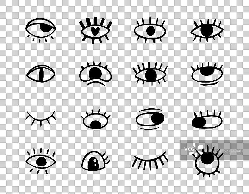 疯狂的涂鸦黑眼睛创意组合图片素材