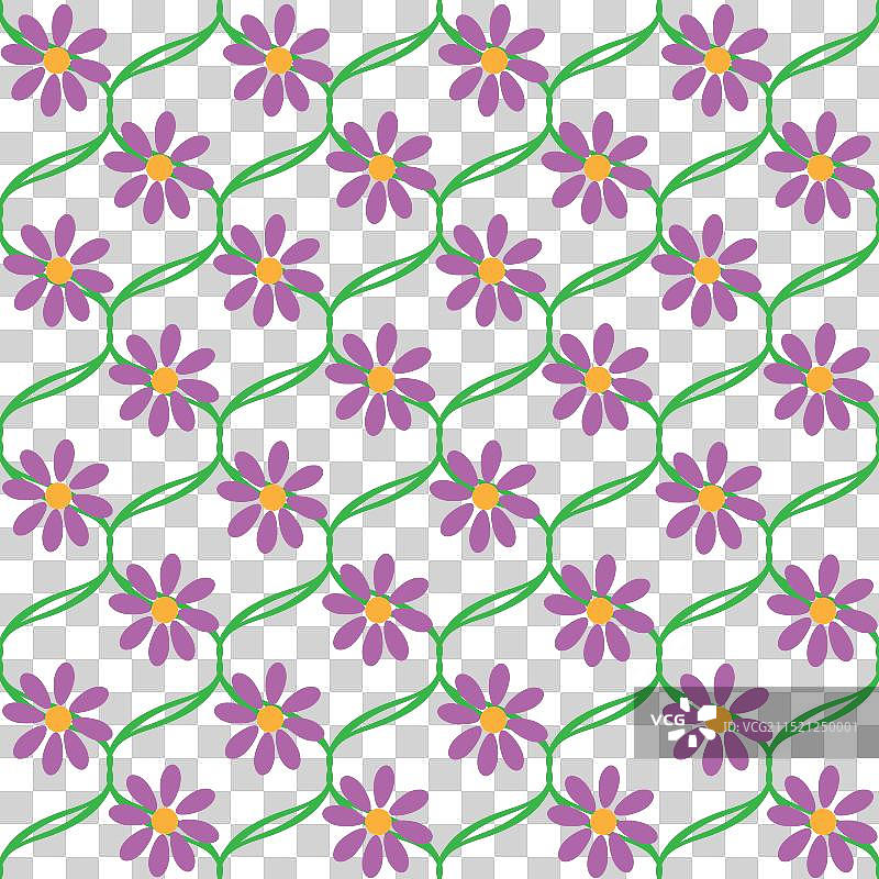 波浪线马卡龙色无缝花朵图案图片素材