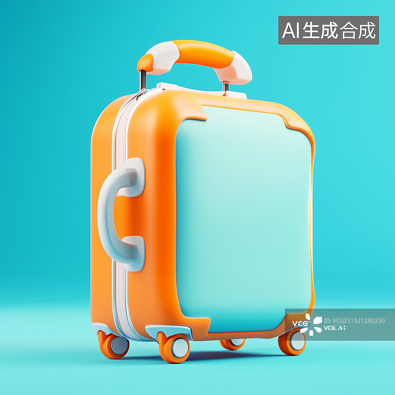 【AI数字艺术】3D卡通时尚行李箱图片素材