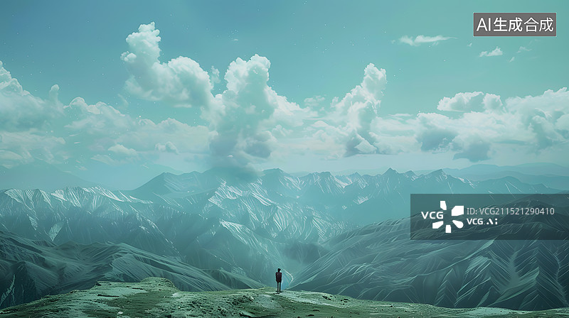 【AI数字艺术】高山登山的人风景图片素材