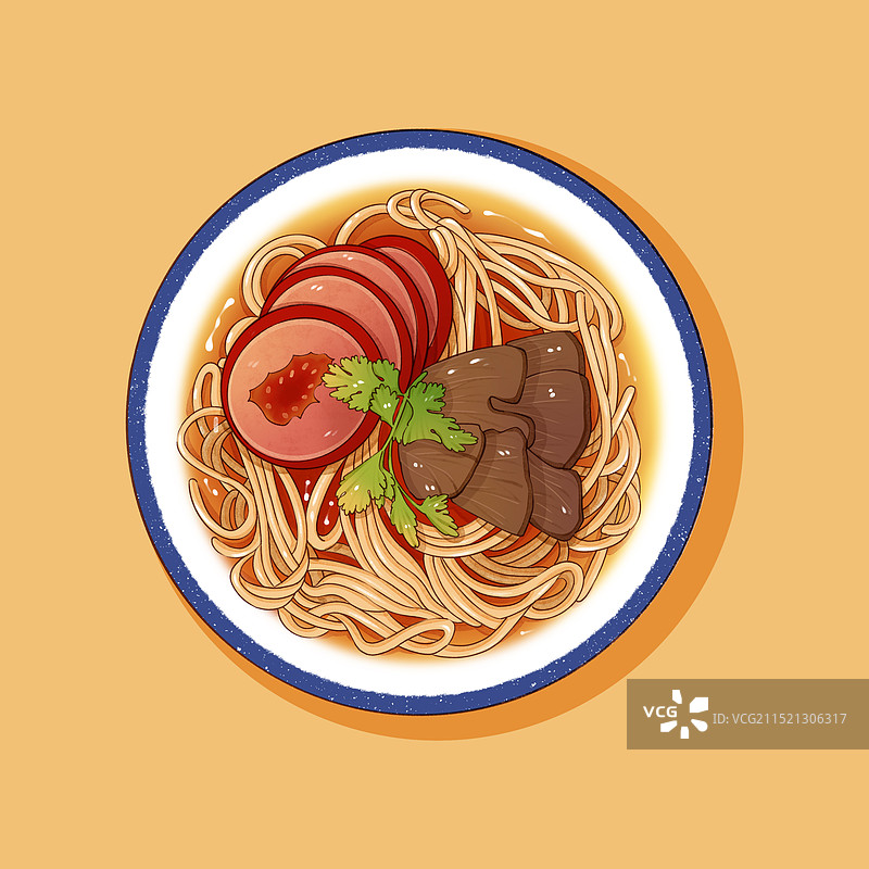 美食之番茄牛肉面手绘插画图片素材