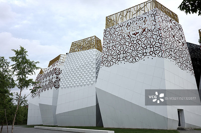 上海世博文化公园俄罗斯馆夏天六月份傍晚风景图片素材