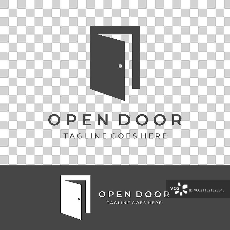 简约开放式门抽象标志室内设计图片素材