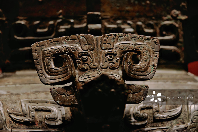 皿方罍局部 商晚期 1919年在湖南省桃源县漆河镇出土 湖南博物院藏图片素材