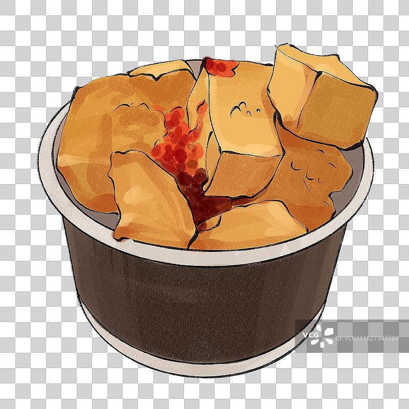 绍兴臭豆腐-浙江城市美食土特产小吃插画图片素材