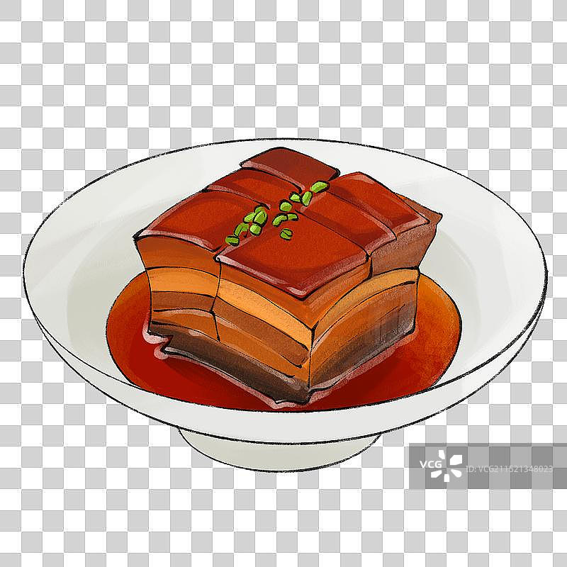 东坡肉-浙江城市美食土特产小吃插画图片素材