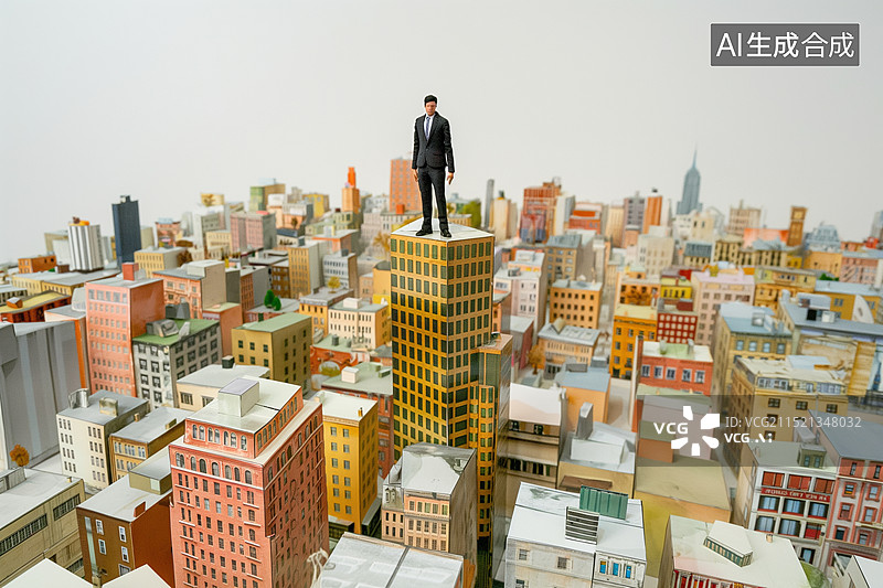 【AI数字艺术】站在楼顶的商人图片素材