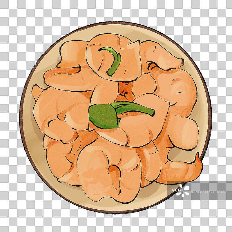 龙井虾仁-浙江城市美食土特产小吃插画图片素材