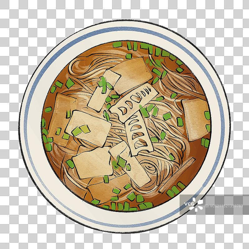 杭州片儿川面-浙江城市美食土特产小吃插画图片素材