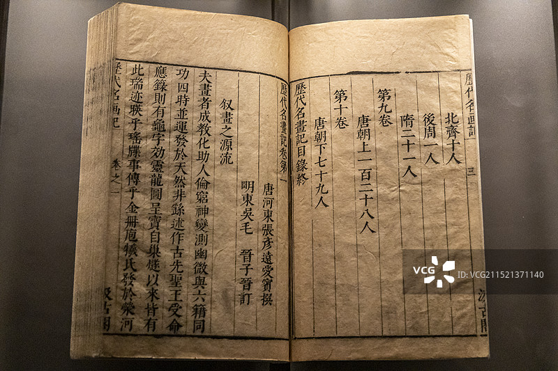 北京国家典籍博物馆“中华优秀传统文化典籍展”：历代名画记【(唐)张彦远撰，明崇祯毛氏汲古阁刻本】图片素材