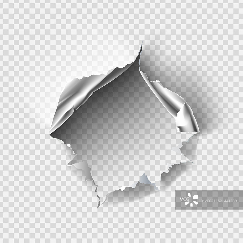 透明背景上的金属撕裂破洞图片素材