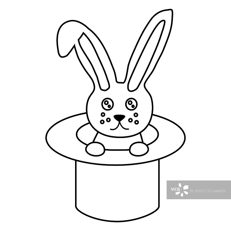 戴帽子的可爱兔子涂鸦扁平风格图片素材