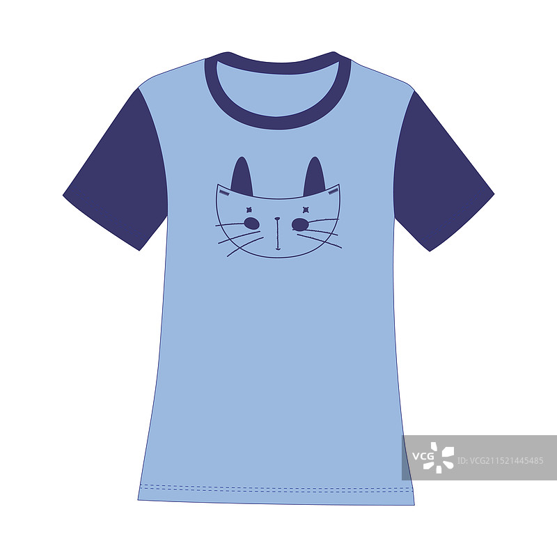 女士时尚Meow线条T恤图片素材